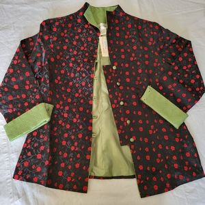 Traditional Chinese New Year Men Jacket Large Silk Red Rose